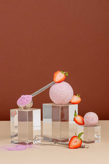 Bombe de bain "fraise crépitante"